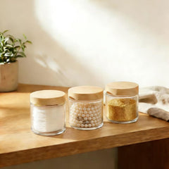 Versatile storage jar ideal for cosmetics, samples, or spices.