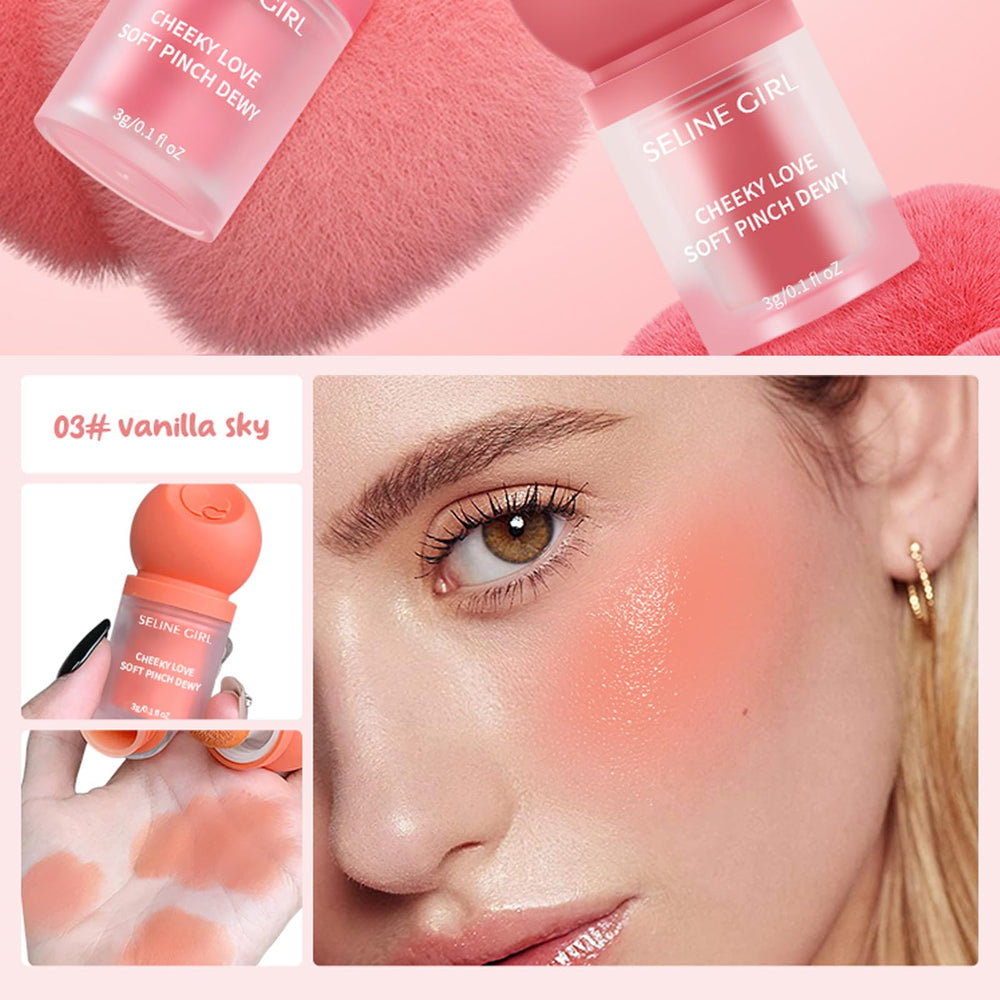 Eshioh Vanilla Sky blush with puff-applicator for precise, blendable color