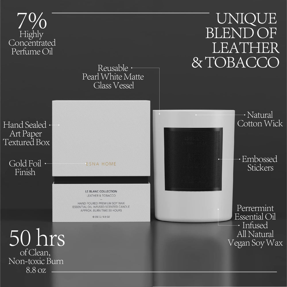 ESNA HOME lavender candle burning lit for warm room atmosphere.