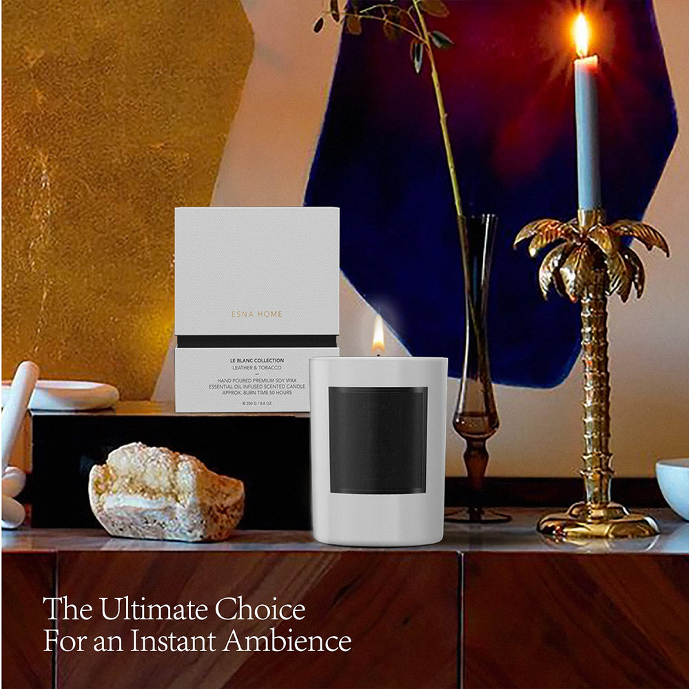 ESNA HOME lavender candle packaging open reveals clean burn and soothing scent.