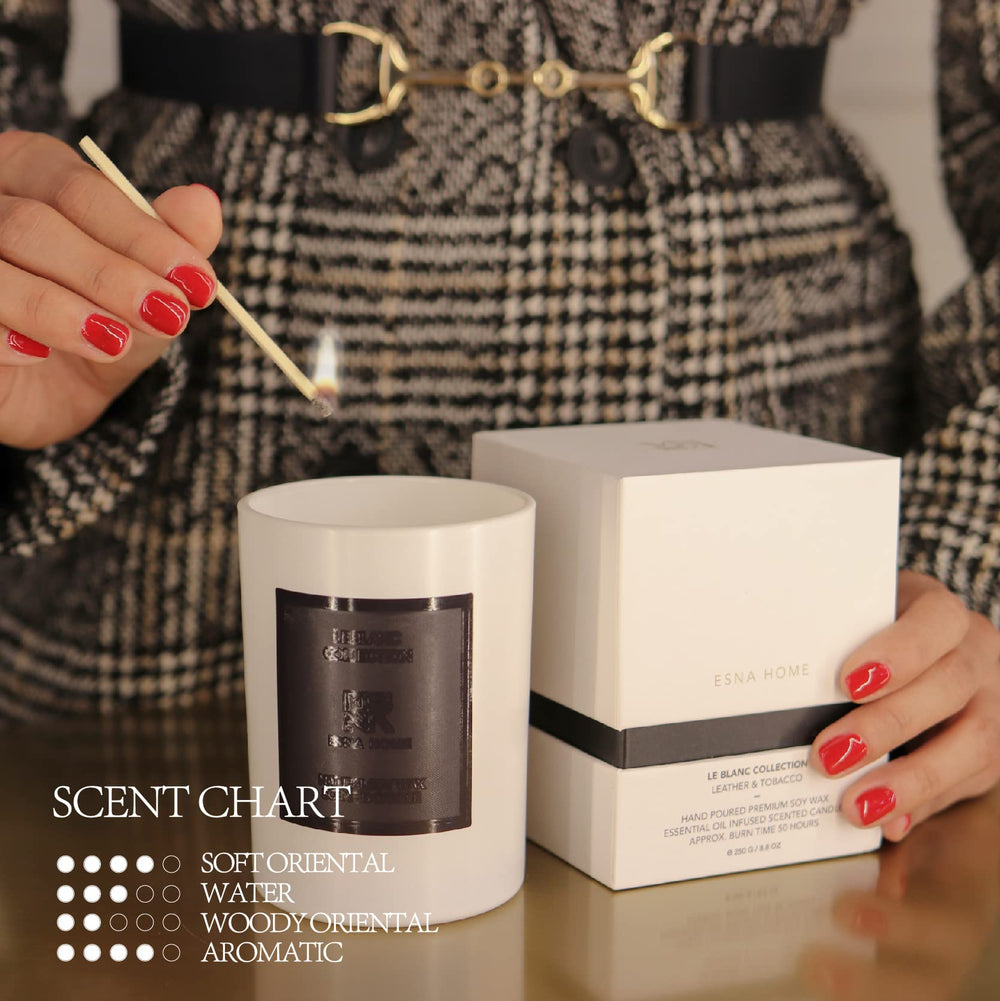 ESNA HOME lavender candle soy wax detail shows clean burn and aroma.