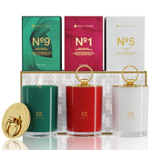 ESNA HOME trio gift set candles in box for cozy home ambiance.