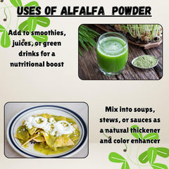 Ingredients: 100% Pure Alfalfa Powder