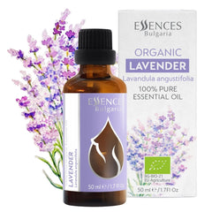 Bottle of Essences Bulgaria Organic Lavender Essential Oil 50ml with label