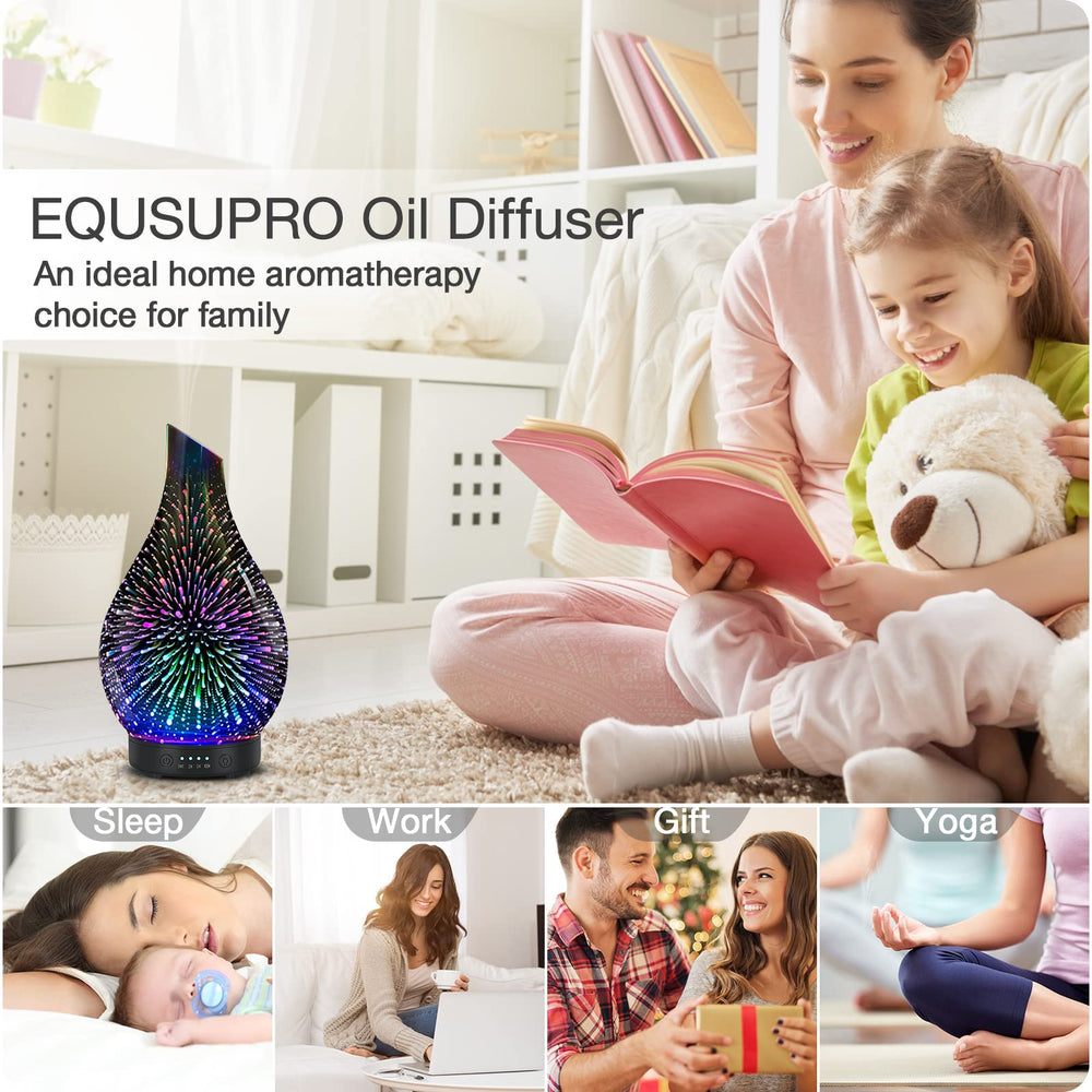 Diffuser showing 7-color night light cycling through colors