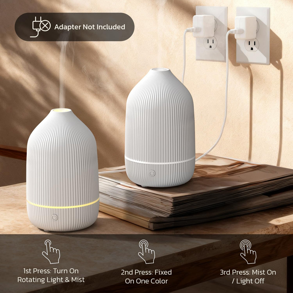 Diffuser set up in a home office with ambient lighting
