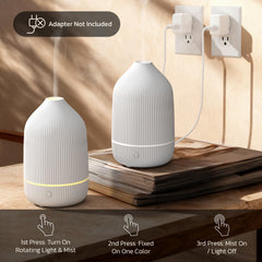 Diffuser set up in a home office with ambient lighting