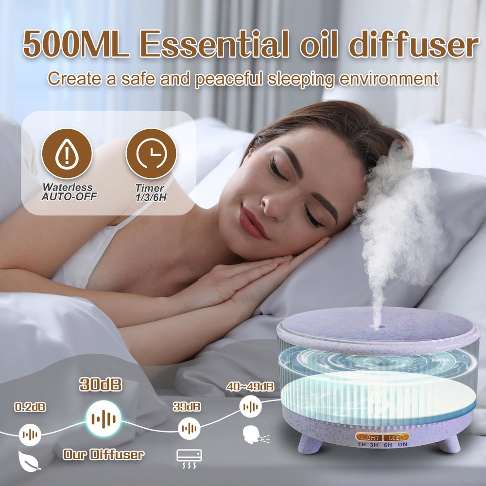 Purple 500ml essential oil diffuser side angle