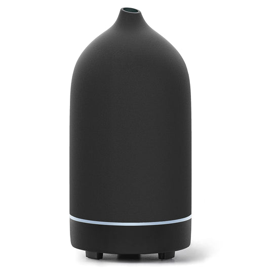 Handcrafted black ceramic essential oil diffuser with night light