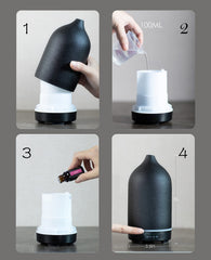 Full view of essential oil diffuser with 9-color ambient mood light