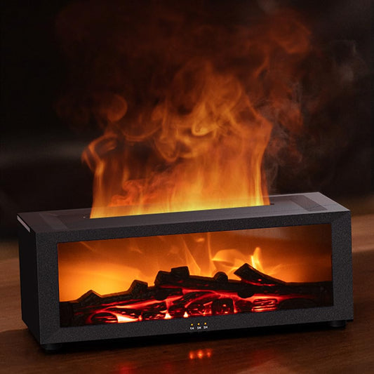 Essential Oil Diffuser Fireplace Black with 7-color LED lights