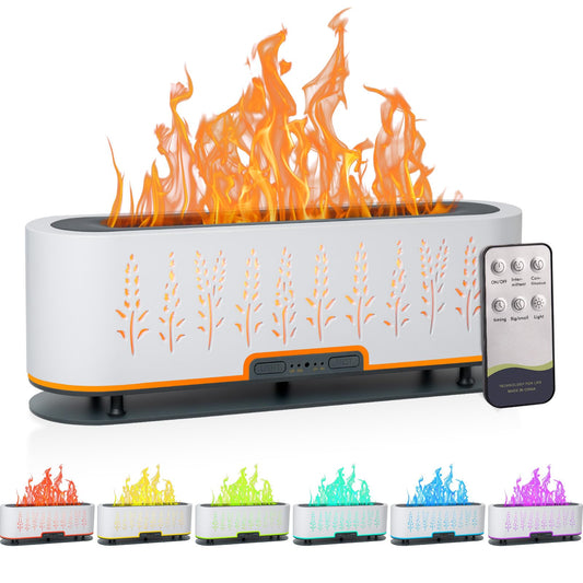Front view of white 200ml flame air essential oil diffuser