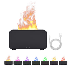Flame diffuser with color-changing LED lights on a nightstand
