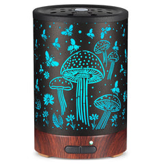 Mushroom and bee design essential oil diffuser with 7 color LED lights