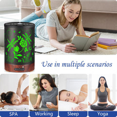 Gift-ready essential oil diffuser showcasing Roses and Dragonflies design.