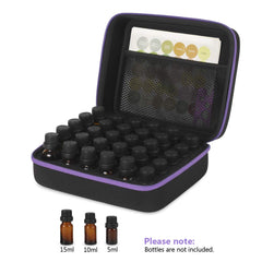 Interior view of 30-bottle essential oil holder case with foam padding