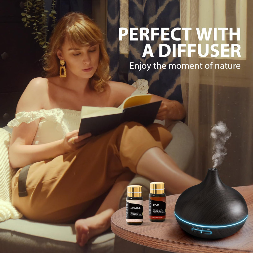 Essential oil set being used in a diffuser