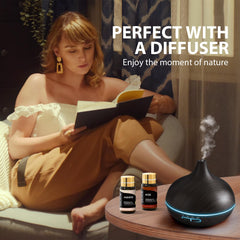 Essential oil set being used in a diffuser