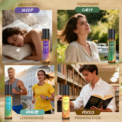 Frankincense essential oil roll-on in travel-friendly bottle