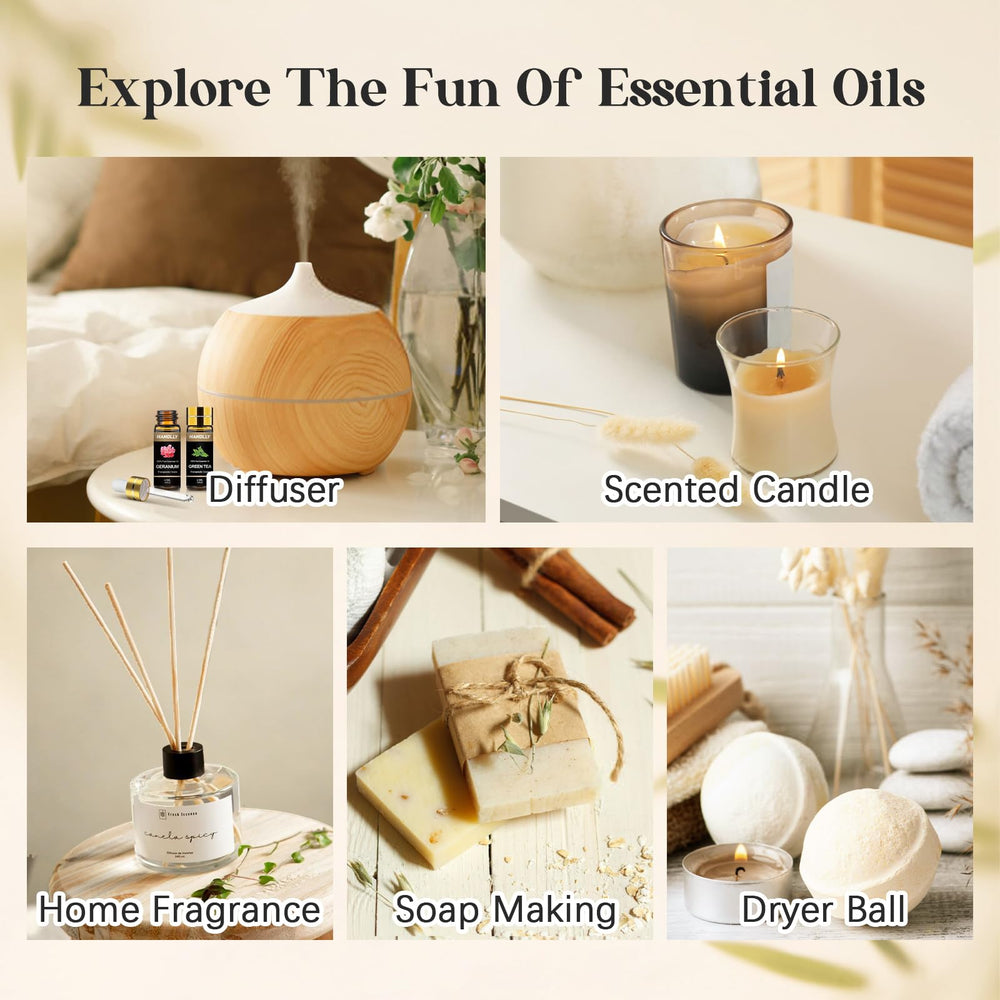 Gift-ready box of essential oils with protective amber bottles