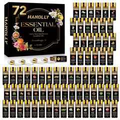 72-piece essential oil gift box with 5ml amber bottles