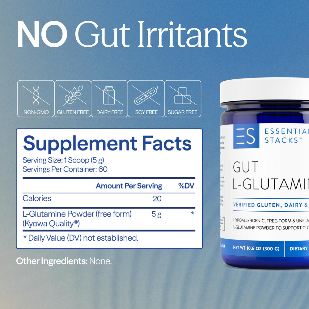 Nutritional facts panel of Gut L-Glutamine