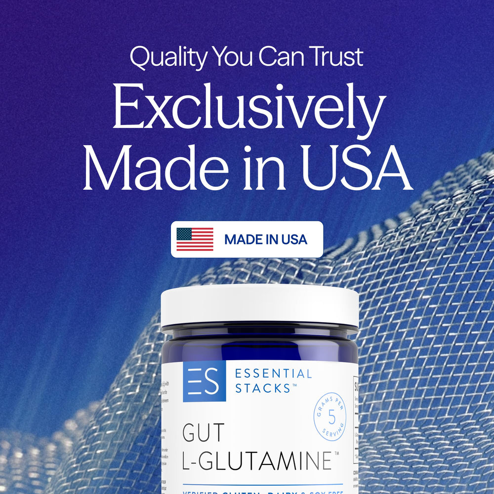 Scooper with unflavored Gut L-Glutamine powder