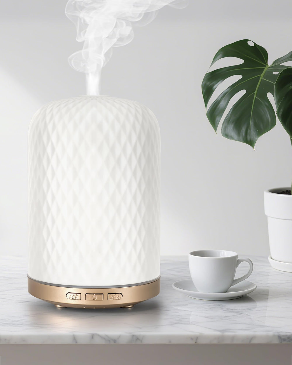 Decorative essential oil diffuser in a room setting