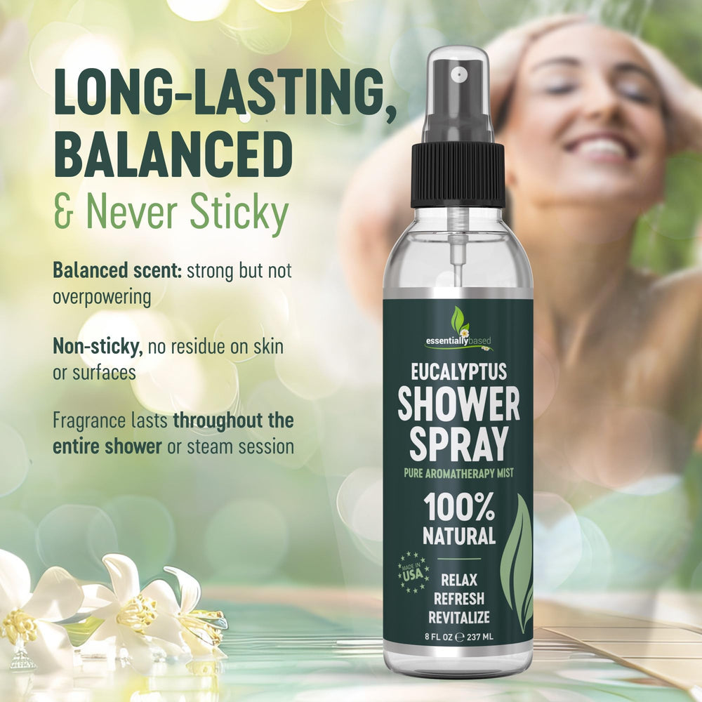 Shower, sauna and spa aromatherapy scene with eucalyptus spray