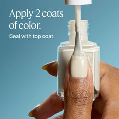 essie manicure two coats guide shows achieving flawless coverage with base and top coats