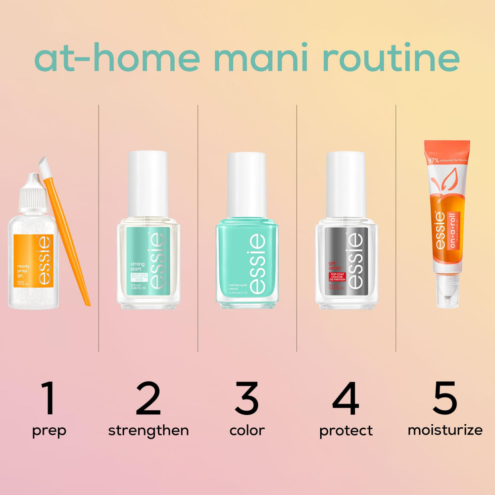 Essie one-coat subtle glow option on bare nails