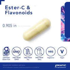 Ester-C & Flavonoids capsules on white surface