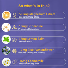 Nutrition facts panel on esverco Sleep Gummies bottle