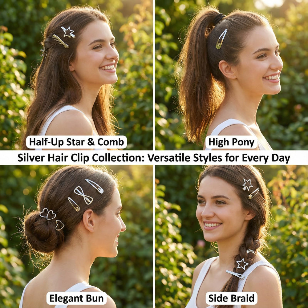 Eswala silver hair tie keeps ponytails neat during movement.