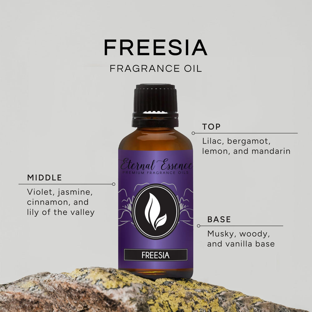 Freesia fragrance oil label on bottle