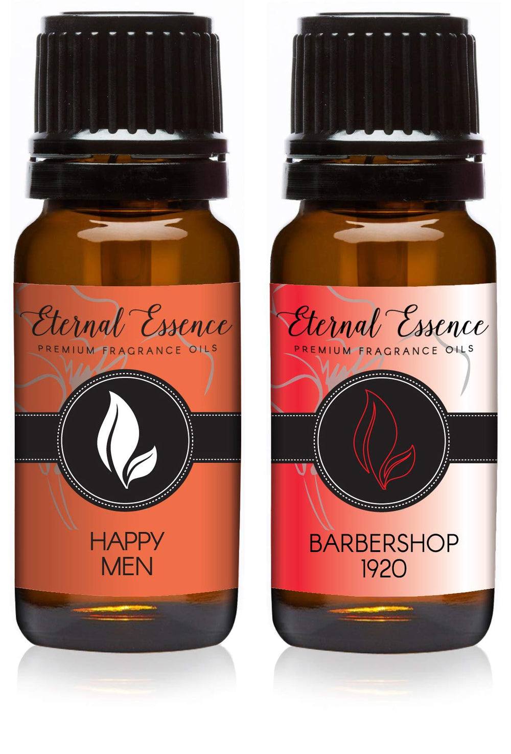 Barbershop 1920 and Happy Men fragrance oil bottles (10ml) from Eternal Essence Oils