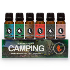 Bottle of Warm Rustic Woods fragrance oil from Eternal Essence Oils Camping Set 6 (10ml)