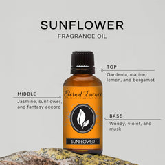 Eternal Essence Sunflower fragrance oil arranged for diffuser setup in a room.