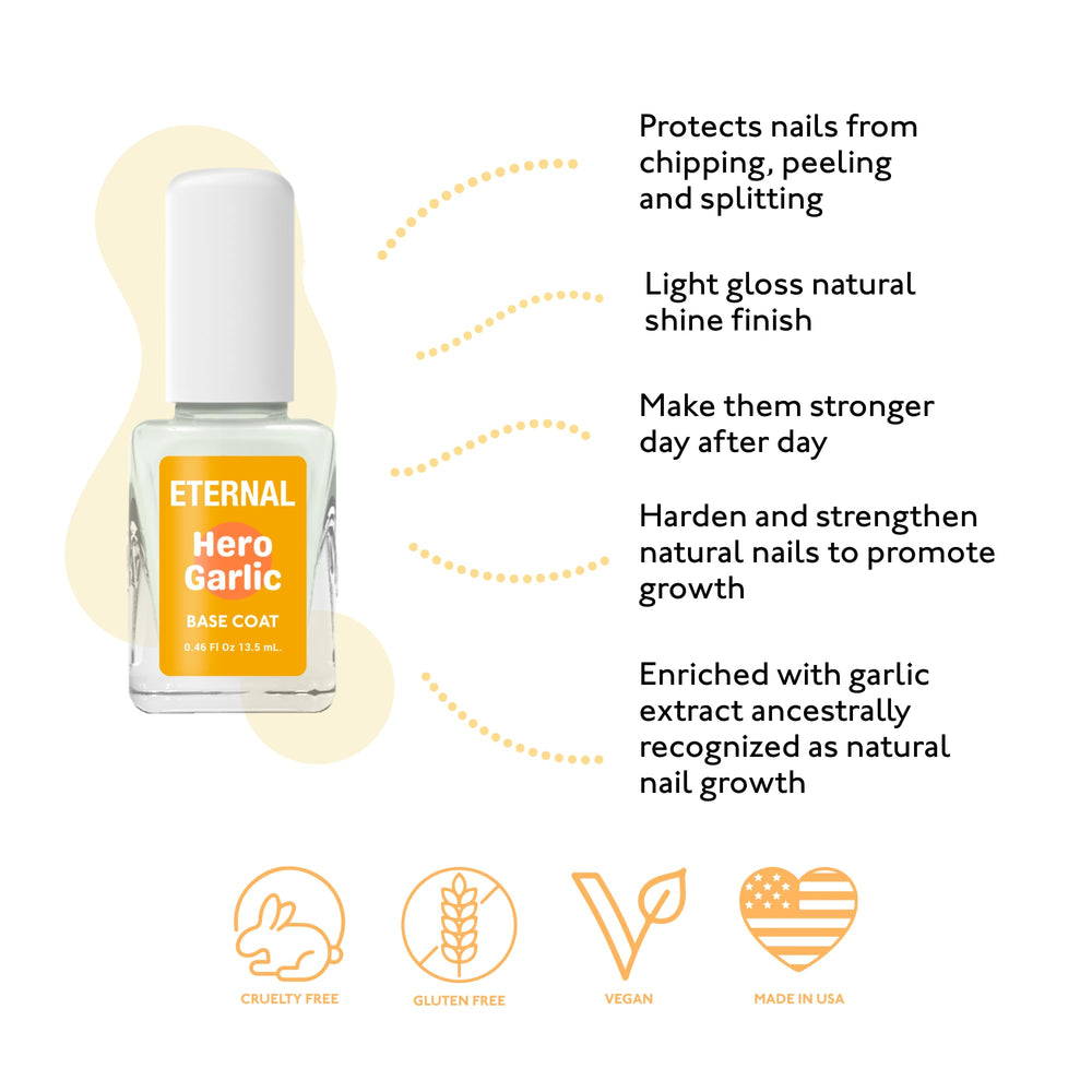 Eternal Garlic Base Coat provides a clear finish under lighting.