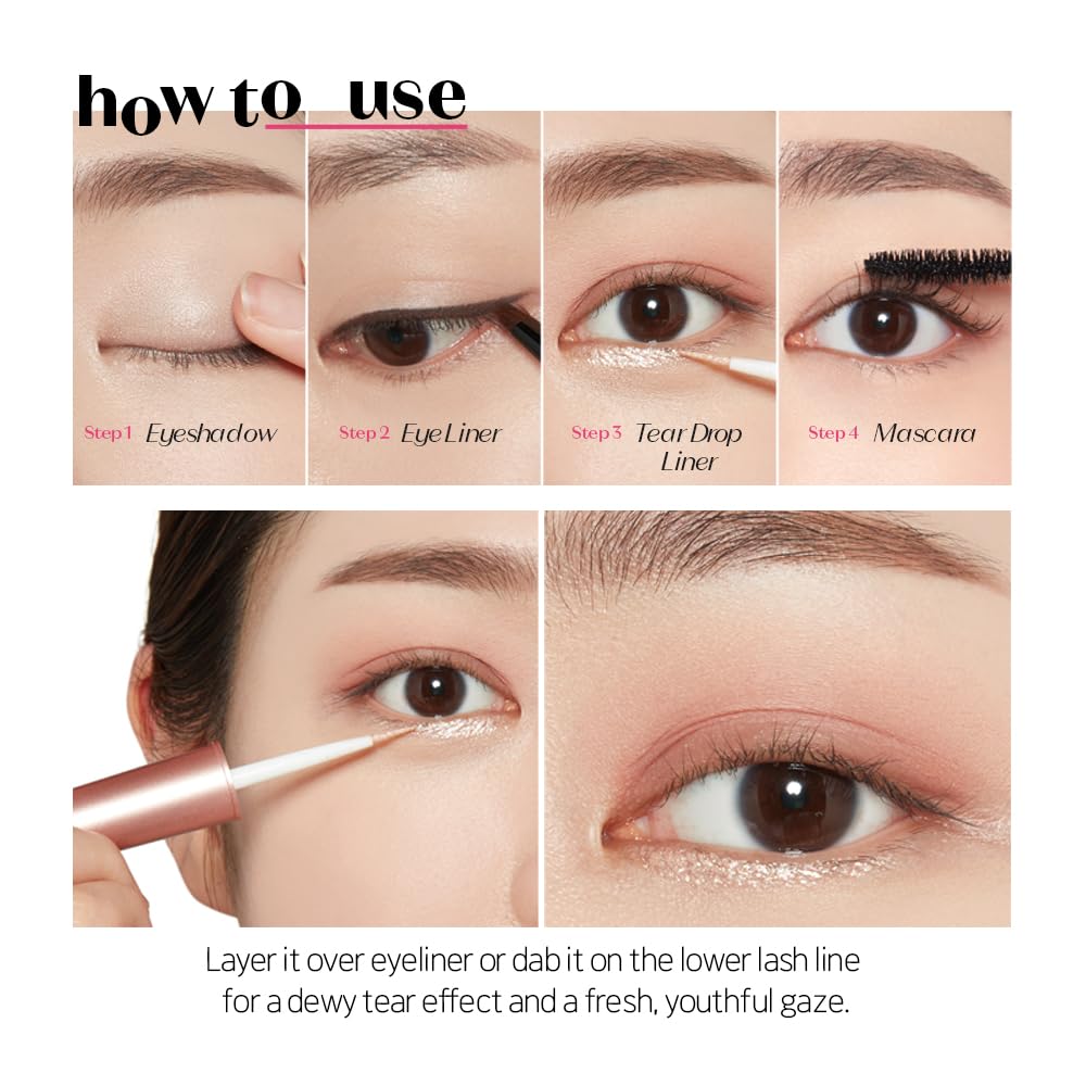 ETUDE Tear Drop Eyeliner precision applicator ensures a clean, controlled stroke.