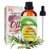 Amber glass bottle of eucalyptus essential oil 100ml with dropper