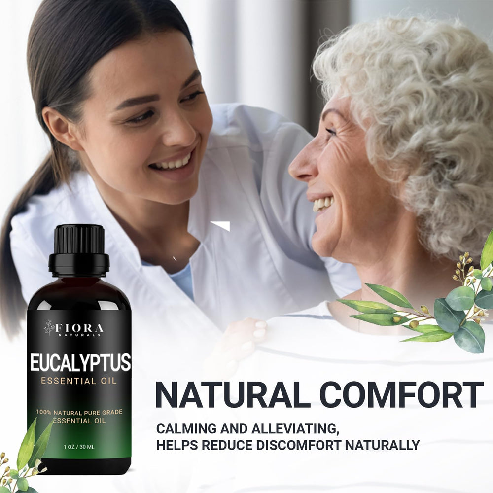 Glass bottle of eucalyptus essential oil with UV coating