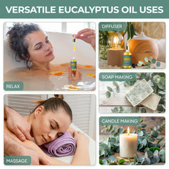 Organic therapeutic-grade eucalyptus oil in glass bottle