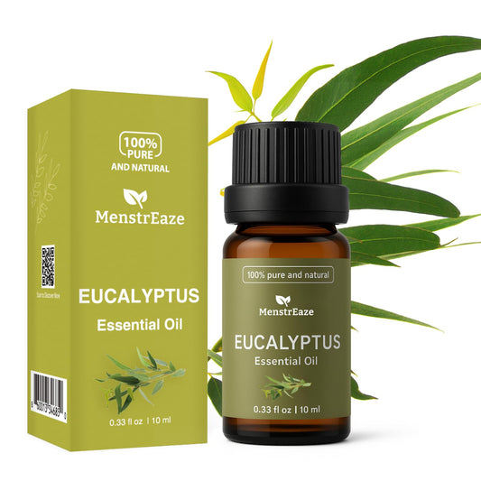 Eucalyptus essential oil bottle (10 ml) in amber glass