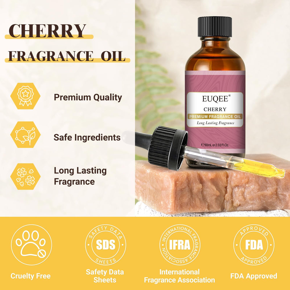 Amber glass bottle packaging for EUQEE Cherry Fragrance Oil
