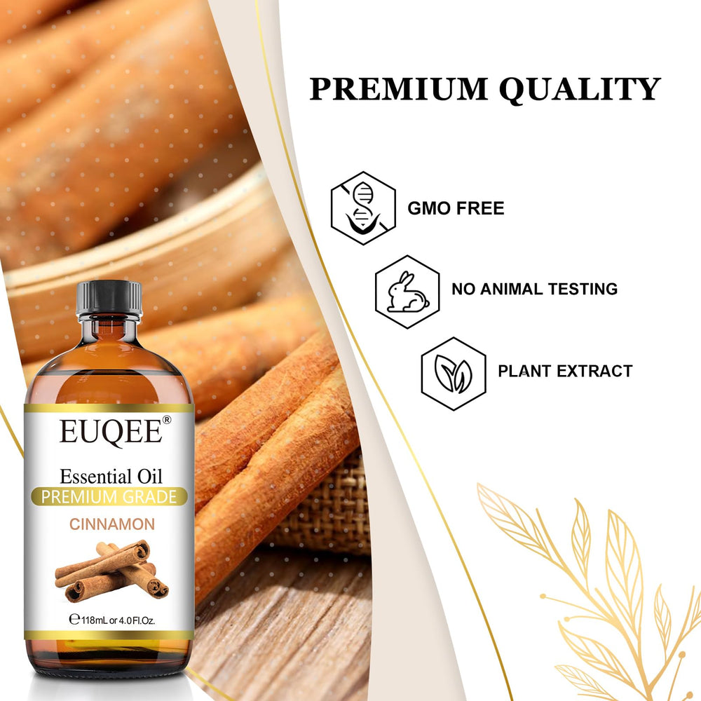Dropper and amber bottle for EUQEE Cinnamon Essential Oil 118ml