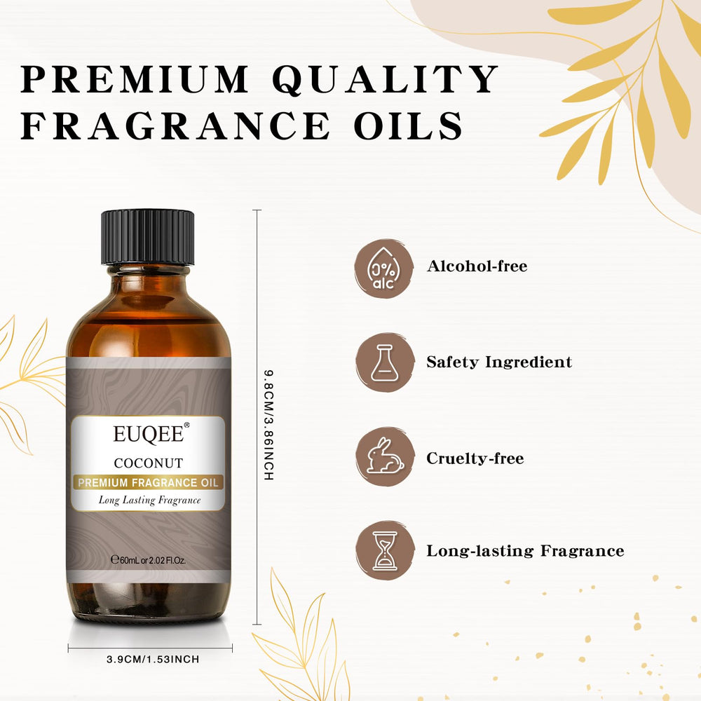 EUQEE Coconut Fragrance Oil bottle labeled with coconut image