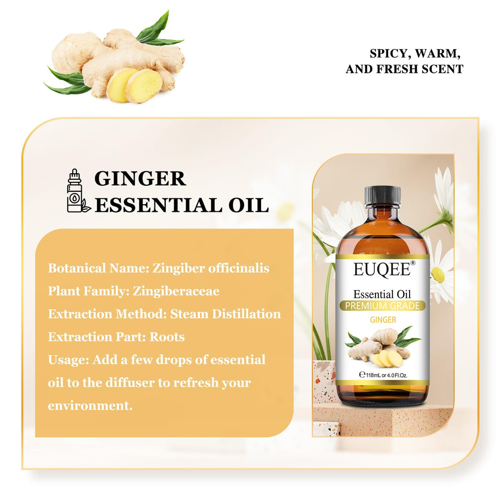 Amber bottle with glass dropper for EUQEE Ginger Essential Oil