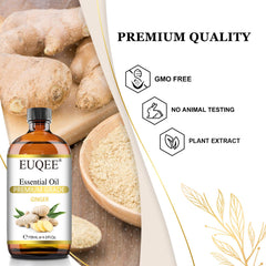 Ginger essential oil used in a diffuser with EUQEE bottle