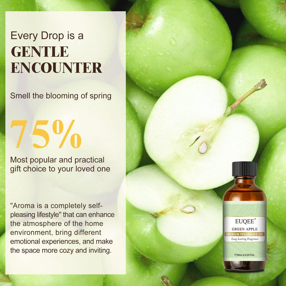 Gift-ready packaging of EUQEE Green Apple fragrance oil